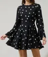 Sugarlips Kaline Polka Dot Yara Flare Mini Dress In Black In Multi