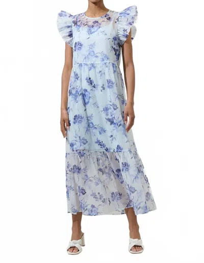 Sugarlips Kalla Organza Julin Midi Dress In White/blue