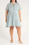 Sugarlips Kara Hilo Floral Tile Print Cotton Shift Dress In Black