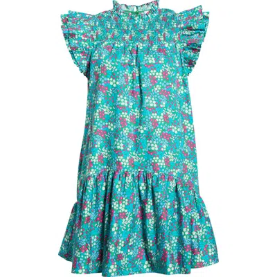 Sugarlips Karela Smocked Ruffle Dress In Blue