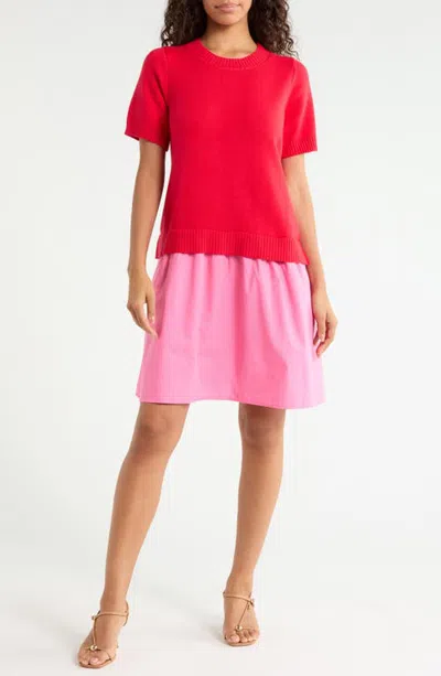 Sugarlips Karola Mixed Media Minidress In Red