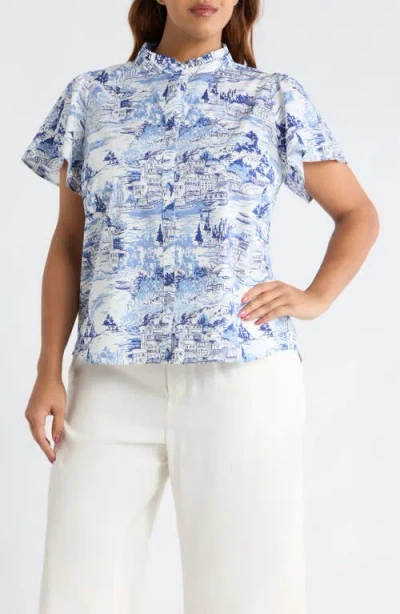 Sugarlips Kearny Floral Print Poplin Top In Multi
