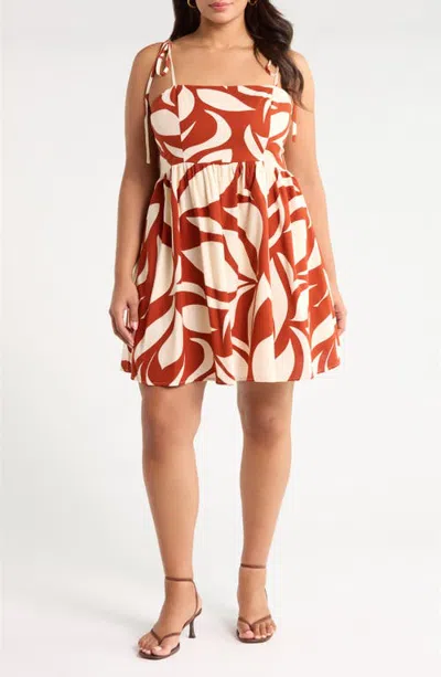 Sugarlips Keily Babydoll Minidress In Brown
