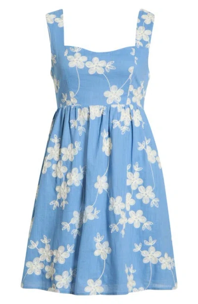 Sugarlips Keren Embroidered Cotton Fit & Flare Dress In Blue