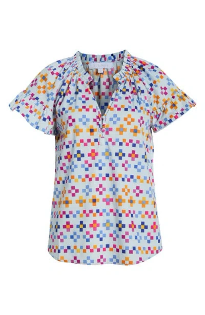 Sugarlips Kessa Geo Macy Ruffle Cotton Top In Multi