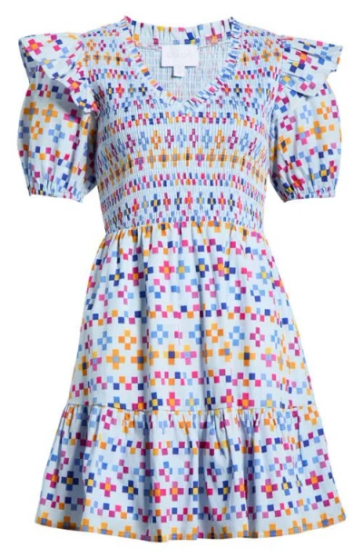 Sugarlips Kessa Geo Smocked Minidress In Multi