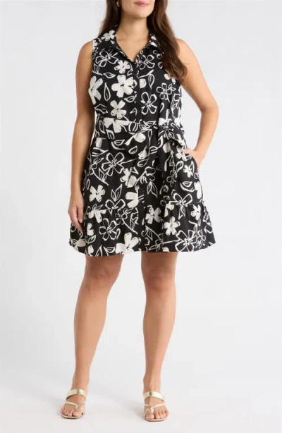 Sugarlips Kianza Floral Simani Shift Mini Dress In Black