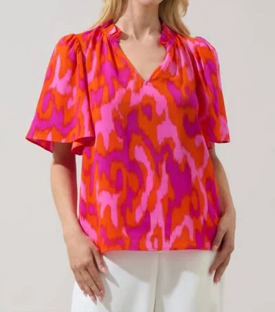 Sugarlips Kiera Ruffle Top In Org Fuchsia In Multi