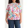 Sugarlips Kivia Smocked Floral Print Top In Multi