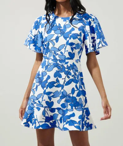 Sugarlips Kohl Flouncy Mini Dress In Blue Floral