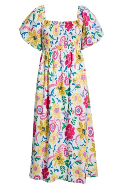 Sugarlips Kress Floral Maray Smocked Midi Dress In Multi
