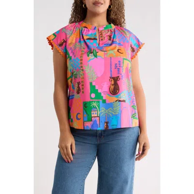 Sugarlips Lanus City Print Ayla Cotton Top In Multi