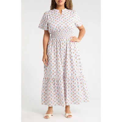 Sugarlips Lara Floral Belraj Poplin Maxi Dress In White