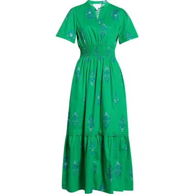 Sugarlips Lara Floral Print A-line Dress In Green