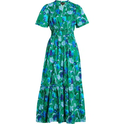 Sugarlips Lara Floral Print A-line Dress In Green