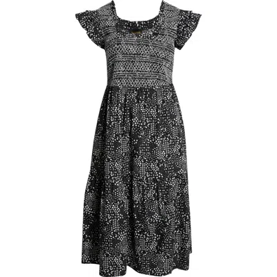 Sugarlips Larsa Geometric Print Smocked Dress In Multi