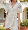 Sugarlips Le Lune Faux Wrap Lace Dress In White In White
