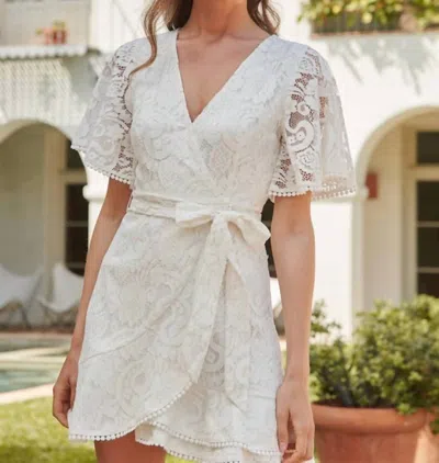 Sugarlips Le Lune Faux Wrap Lace Dress In White