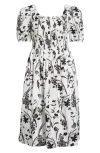 Sugarlips Leiden Floral Puff Sleeve Dress In Multi