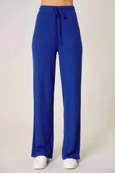 Sugarlips Leisure Ribbed Knit Drawstring Pants In Vivid Navy In Blue