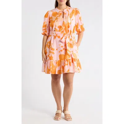 Sugarlips Lenira Floral Negin Split Neck Minidress In Multi