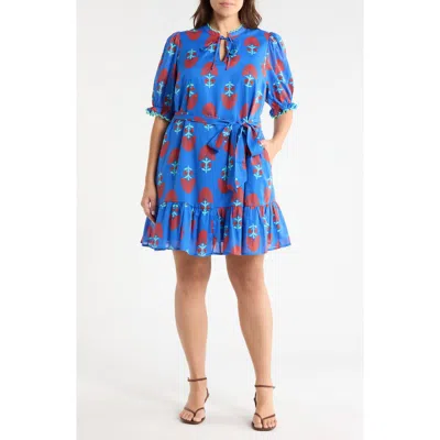 Sugarlips Lenira Floral Negin Split Neck Minidress In Multi