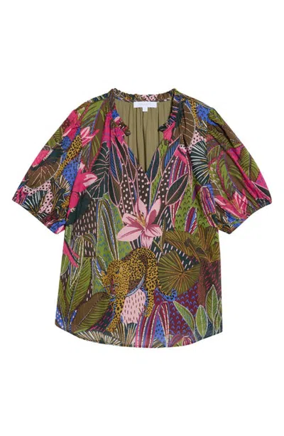 Sugarlips Leonor Gauze Top In Blue-olive
