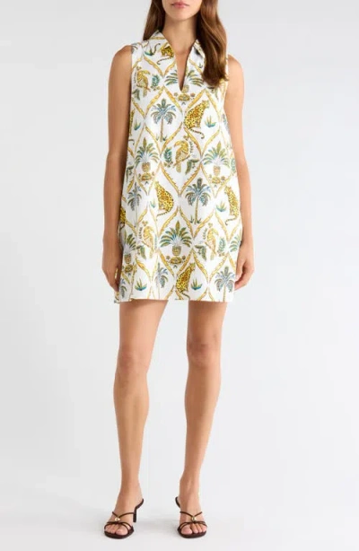 Sugarlips Lexya Print Sleeveless Minidress In White-camel