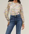 Sugarlips Liane Floral Long Sleeve Blouse In Multi In Gold