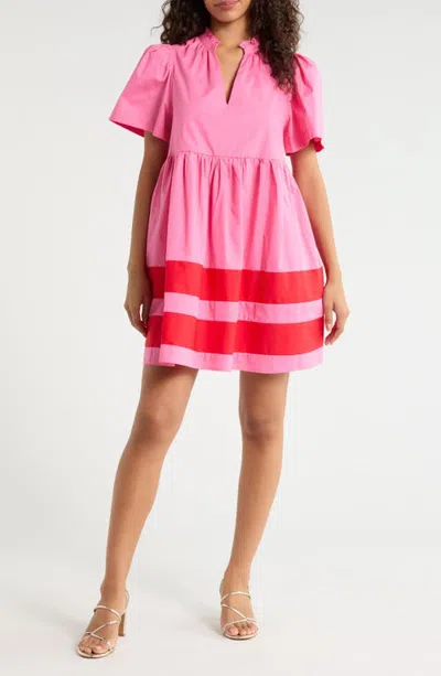 Sugarlips Lidia Colorblock Cotton Minidress In Pink