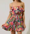 Sugarlips Lilia Tropical Floral Convertible Ruffle Mini Dress In Multi