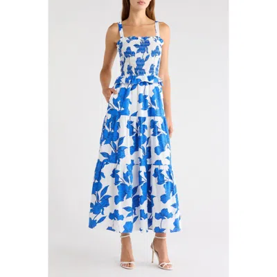 Sugarlips Lindsy Smocked Sleeveless Maxi Dress In Blue