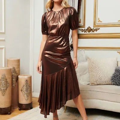 Sugarlips Liquid Copper Midi Dress In Copper In Brown