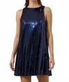 Sugarlips Liviana Sleveless Sequin Dress In Navy In Blue