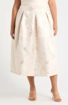 Sugarlips Lola Jacquard Pleated Midi Skirt In Neutral