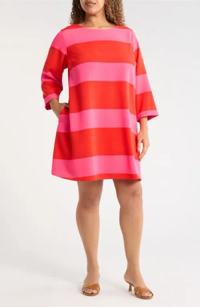 Sugarlips Lolli Stripe Lonna Shift Mini Dress In Red