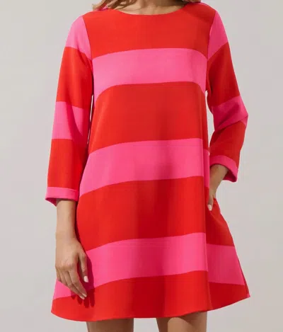 Sugarlips Lolli Stripe Shift Dress In Red/pink In Multi