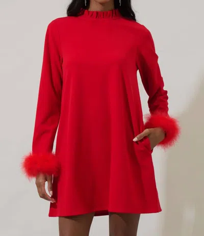 Sugarlips Long Sleeve Fuzzy Dress In Red