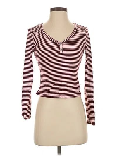 Pre-owned Sugarlips Long Sleeve Henley Shirt In Burgundy