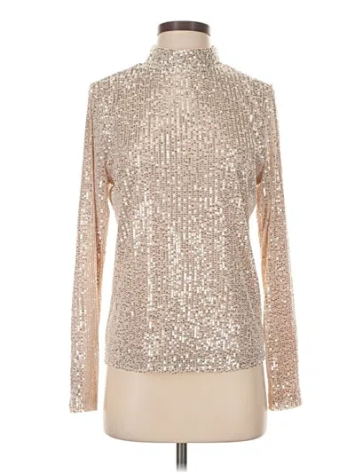 Sugarlips Long Sleeve Top Silver Metallic Pattern Turtleneck Tops