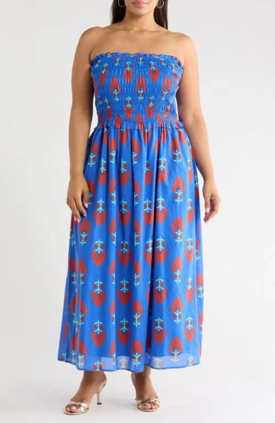 Sugarlips Lucinda Floral Print Sleeveless Maxi Dress In Blue