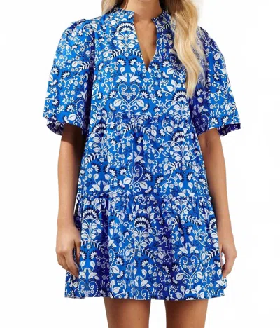 Sugarlips Lulu Floral Tomales Dress In Blue/white