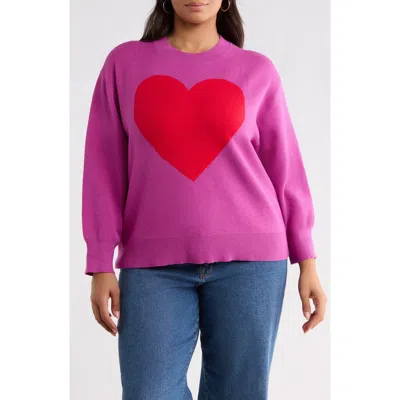 Sugarlips Lumia Heart Pullover Sweater In Pink-red