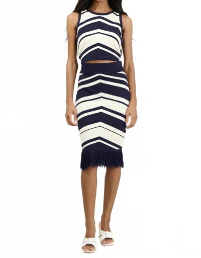 Sugarlips Lydia Striped Midi Skirt In Navy In Black