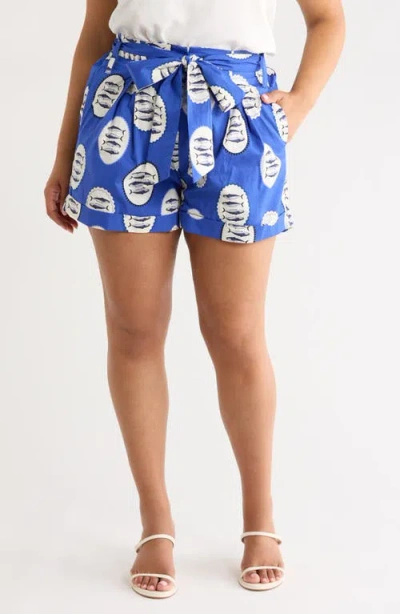 Sugarlips Maeve Belted Floral Zaferia Shorts In Blue