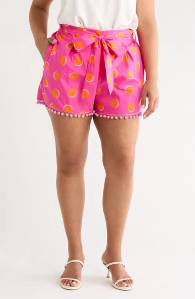 Sugarlips Maeve Belted Floral Zaferia Shorts In Pink
