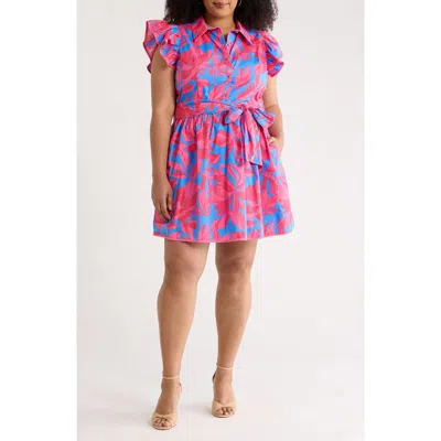 Sugarlips Maia Ruffle Tie Belt Cotton Dress In Multi