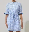 Sugarlips Maisie Floral Miana Button Up Mini Dress In White Blue Combo In Blue
