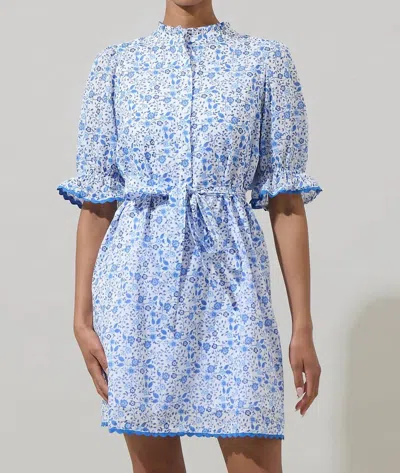 Sugarlips Maisie Floral Miana Dress In White Blue Combo