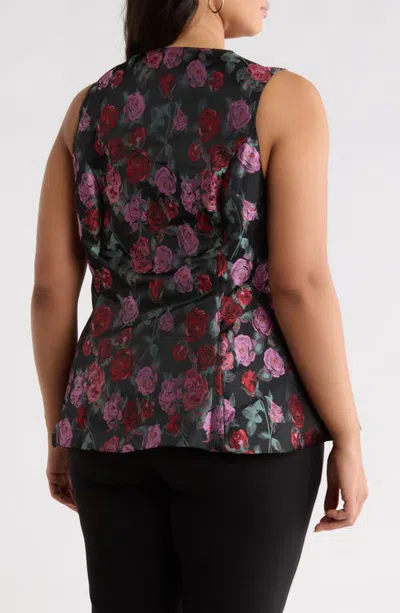 Sugarlips Maize Zip Front Fit And Flare Satin Top In Black-red